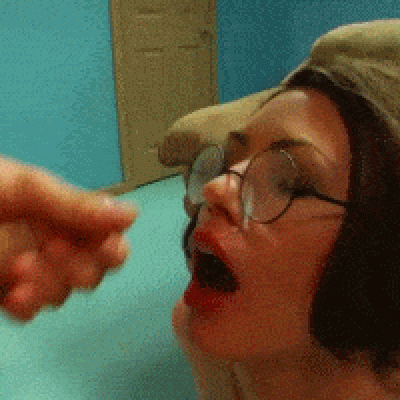 Brunette Nerd With Bobbed Hair And Round Glasses Gets A Cum Facial