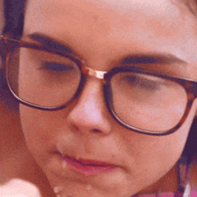 Nerd Girl In Brown Rim Glasses Takes A Big Cum Facial